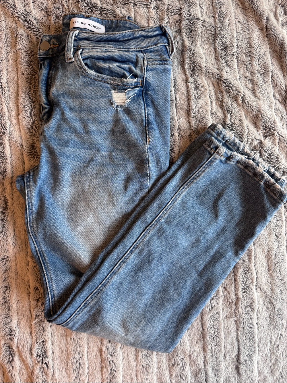 Flying Monkey Light Blue Distressed High-Rise Jeans